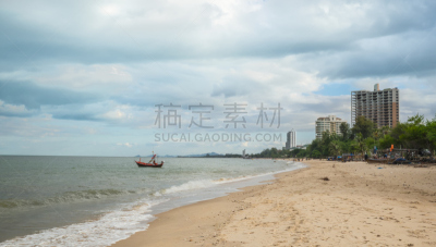华欣,巴蜀,泰国,海滩,泰国湾,留白,度假胜地,水平画幅,沙子,当地著名景点