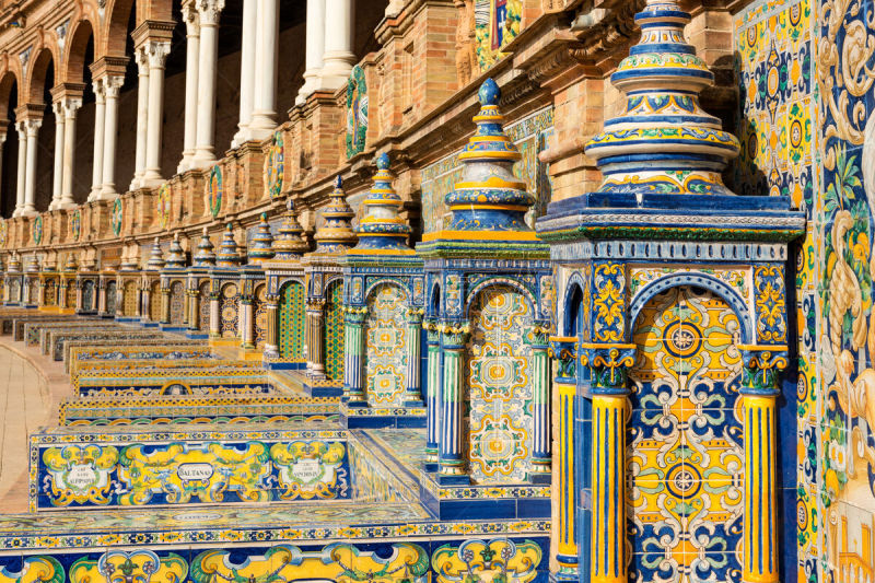 Spanish tiles in Plaza de España in Sevilla