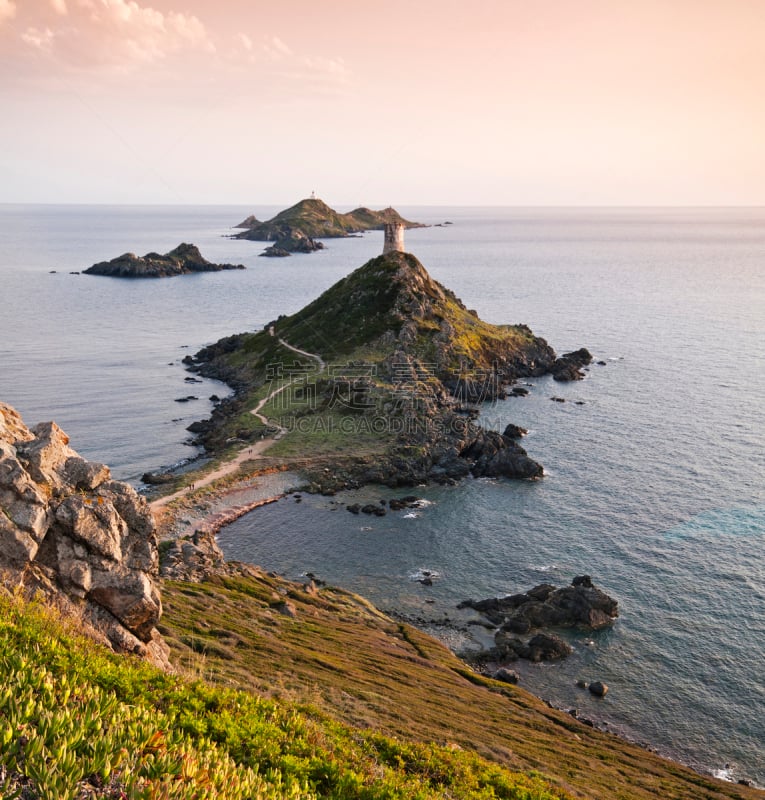 赤血岛,岛,阿雅克修,热那亚人,科西嘉,垂直画幅,美,山,户外,海洋