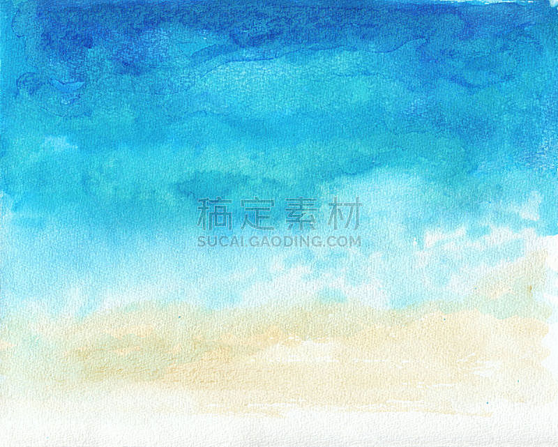 绘画插图 海洋 动物手 水彩画 水 纹理效果 沙子 夏天 计算机制图图片素材下载 稿定素材