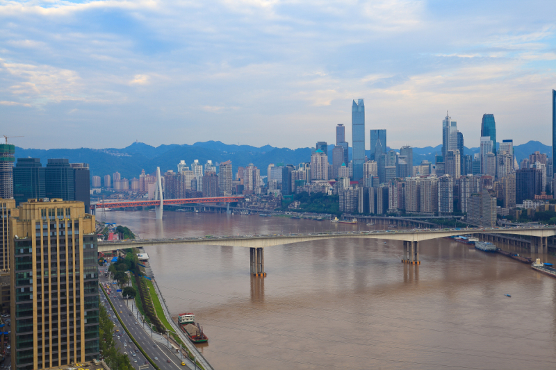 都市风景,著名景点,重庆,城市天际线,水,水平画幅,高视角,山,无人,户外预览效果