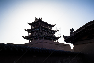 塔,嘉峪关市,嘉峪关关城,了望塔,水平画幅,地形,建筑,无人,户外,大门