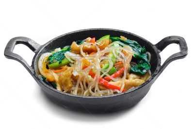 米粉,蔬菜,煎锅,韩式炒粉丝,炒菜锅,日本拉面,胡萝卜,水平画幅,洋葱,膳食