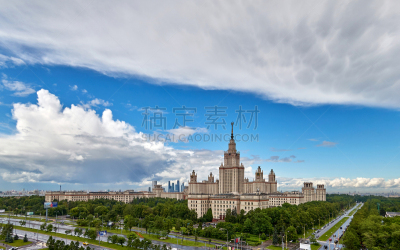 校园,广角,雨,地形,大学,晴朗,莫斯科,春天,云,在下面