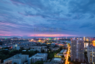 黄昏,九江,江西省,水平画幅,建筑,无人,建筑外部,户外,湖,航拍视角