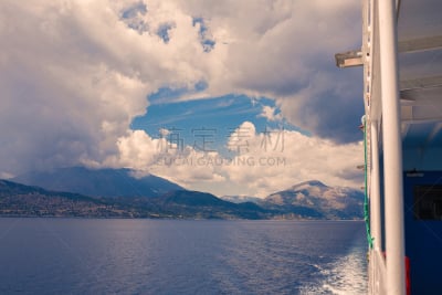 风景,船,小的,背景,渡轮,游艇,希腊诸岛,美,水平画幅,无人