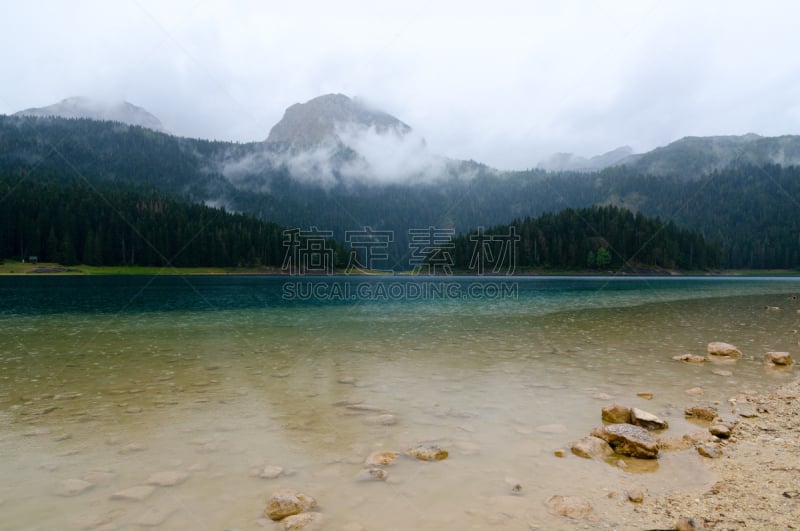 湖,黑山,黑色,领地野生动物公园,灌木林,雨季,水平画幅,无人,扎布利亚克,户外