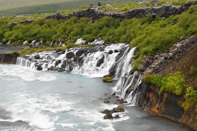 瀑布,hraunfossar,冰岛国,水,水平画幅,巨大的,户外,石头,非凡的,戏剧性的景观
