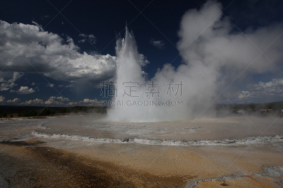大泉间歇泉,下喷泉盆地,黄石公园,间歇泉,洛矶山脉,怀俄明,喷泉,水,天空,美国西部
