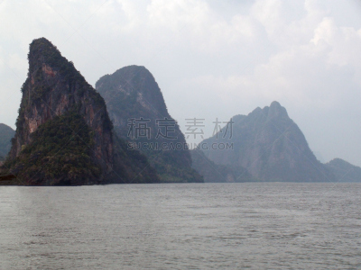 山,攀牙府,河流,东南亚,都市风光,泰国,安达曼海,水,天空,宁静
