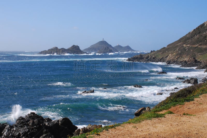 赤血岛,科西嘉,自然,风,暴风雨,水平画幅,无人,户外,海洋,波浪