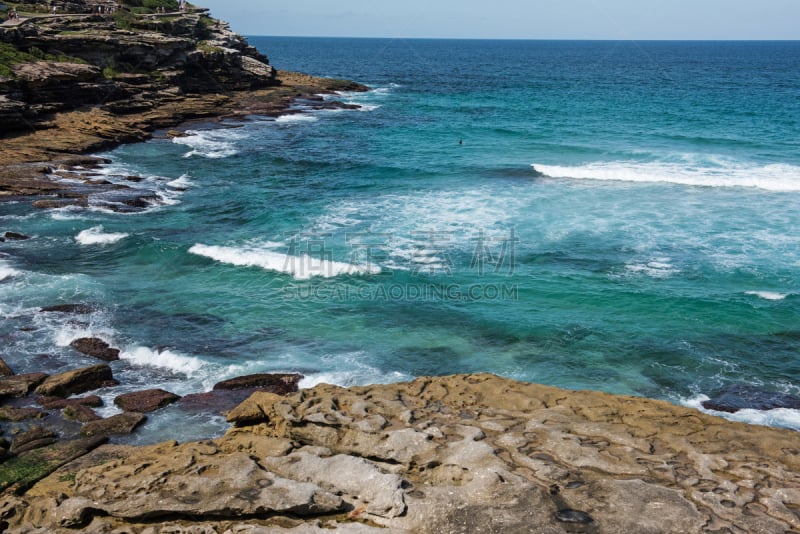 coogee,伯利海滩,悉尼,澳大利亚,海岸地形,水,美,水平画幅,沙子,夏天