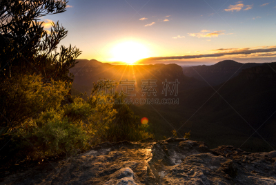 山,大分水岭,峭壁,蓝山,观测点,陡峭,高原,水平画幅,无人,早晨