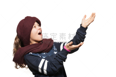 肖像,女孩,红色,戏剧表演,风帽,青少年,青春期,水平画幅,注视镜头,进行中