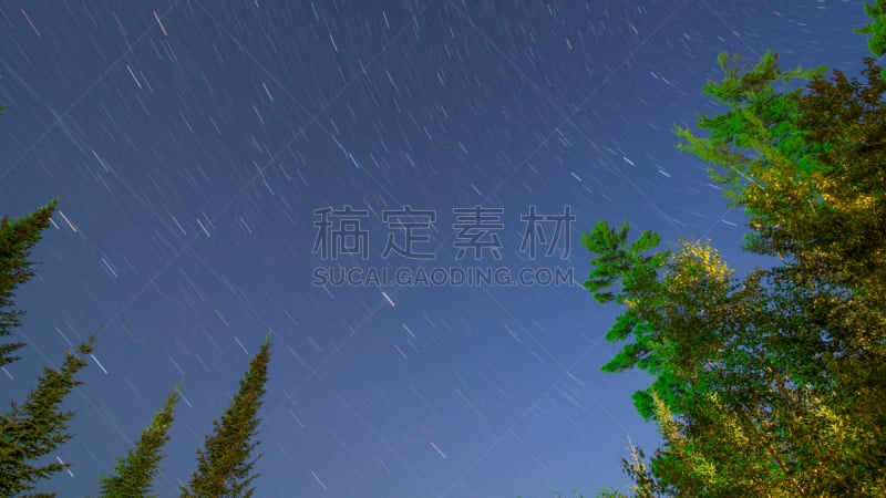 自然美,松树,夏天,夜晚,长时间曝光,星迹,西安大略,two jack lake,移开