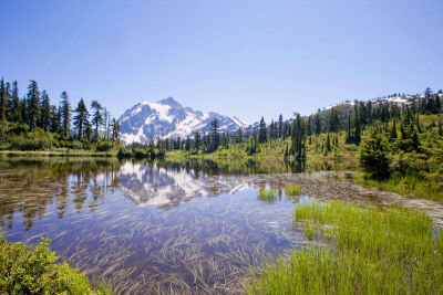 舒克森山,看风景,取景湖,卡斯基德山脉,自然,水,天空,草地,美国,水平画幅