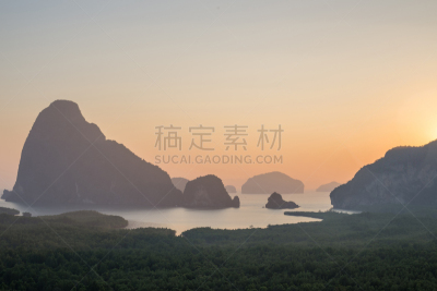 攀牙府,视角,馕,女人,狩猎动物,透过窗户往外看,夏天,都市风景,礁石,著名景点