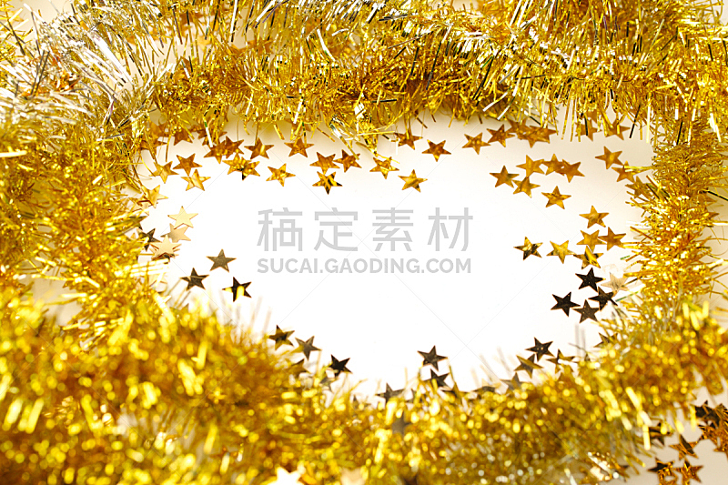 金属片,黄金,花环,边框,水平画幅,无人,圣诞树,金属,特写