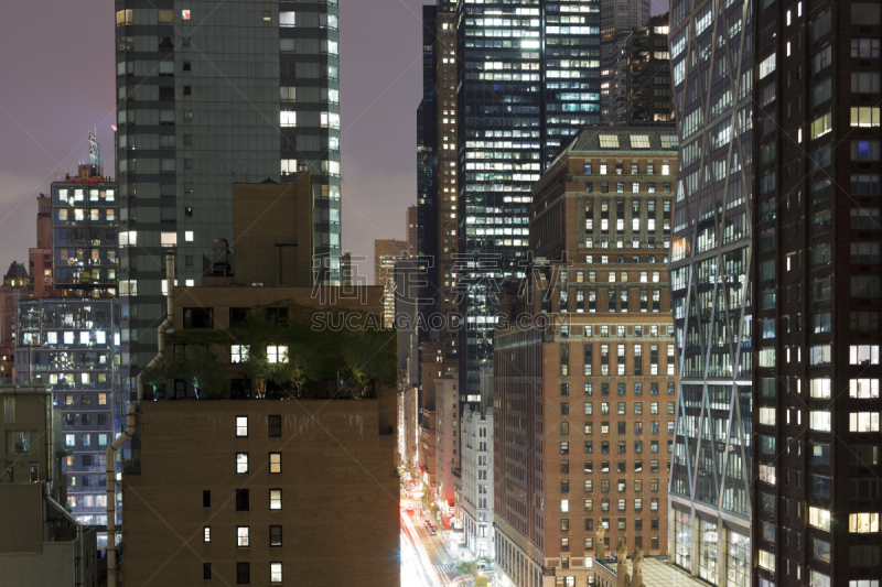 曼哈顿,室内过夜,赫斯特大楼,曼哈顿上西区,顶楼公寓,天空,水平画幅,夜晚,无人,交通