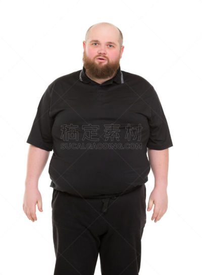 络腮胡子,男人,肥胖,超小号,非全秃,垂直画幅,正面视角,不健康食物,人体,腹腔