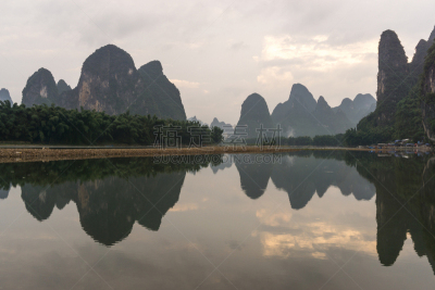 兴平,早晨,漓江,丽江,阳朔,桂林,水平画幅,山,夏天,户外