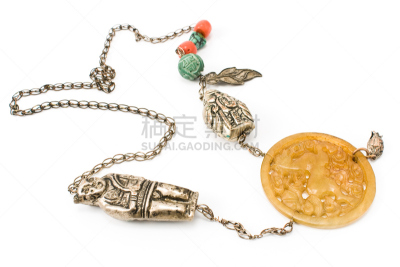 玉器,银色,项链,白色,分离着色,软玉,个人随身用品,美,古董,宝石