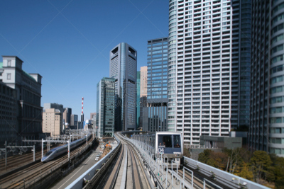 临海线,日本,东京,分界线,高速列车,城市,公寓,铁轨轨道,建筑结构,公共交通
