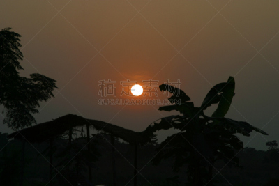 奇旺,自然,天空,野生动物,水平画幅,地形,无人,月亮,日落,协调