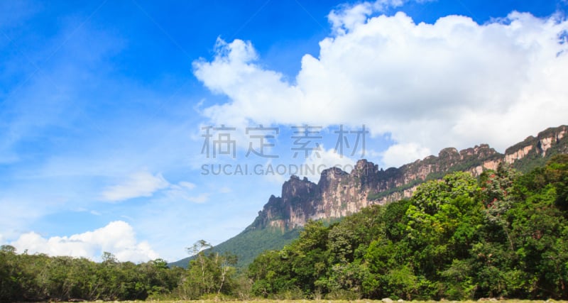 canaima,山,玻利瓦尔省,平顶山,委内瑞拉,水,公园,水平画幅,无人,夏天