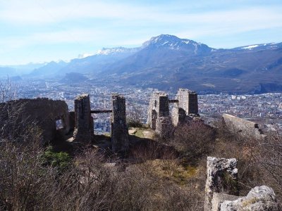 Grenoble, France – March 12, 2019: photography showing the Alps mountain and the villages surrounding the city of Grenoble, France. The photography was taken in the city of Grenoble, France.