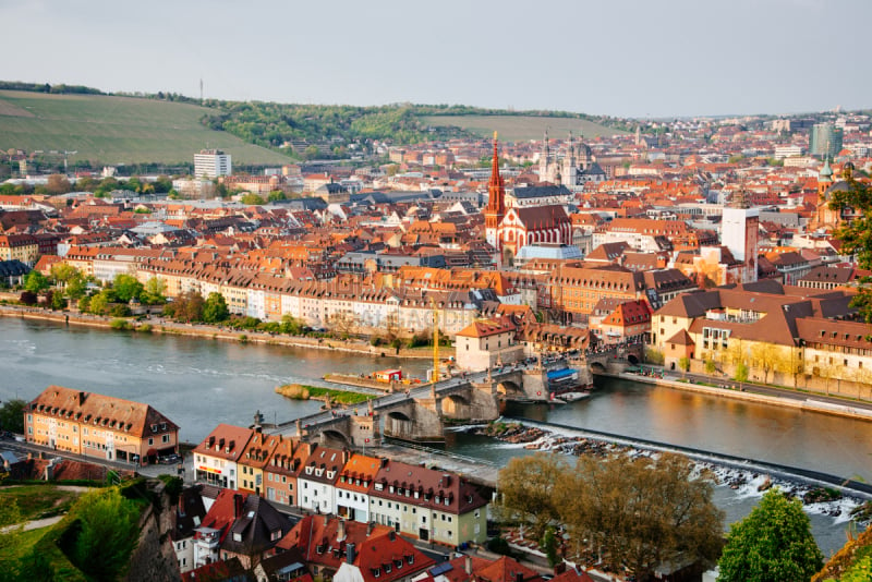 伍茨堡,城市,德国,alte mainbrucke,桥,葡萄酒,天空,水平画幅,无人