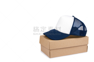 纺织品,模板,空的,鸭舌帽,白色背景,盒子,留白,分离着色,个人随身用品,美
