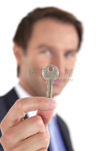 钥匙,有钱人,车钥匙,垂直画幅,正面视角,业主,套装,男商人,男性,仅男人