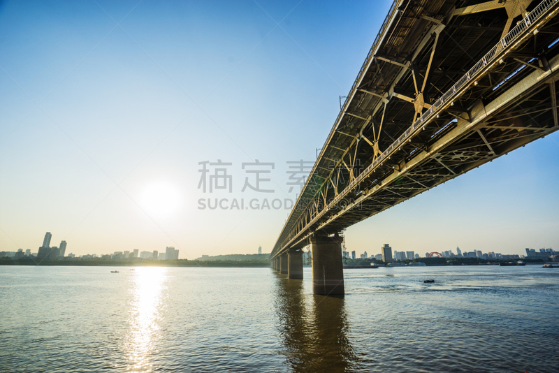 河流,桥,湖北省,铁路桥,长江,水,天空,水平画幅,无人,当地著名景点