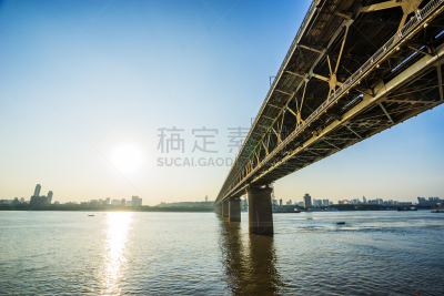 河流,桥,湖北省,铁路桥,长江,水,天空,水平画幅,无人,当地著名景点