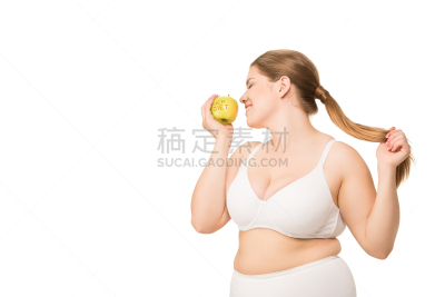苹果,女人,快乐,个人随身用品,美,面无表情,水平画幅,美人,情绪压力,腹腔
