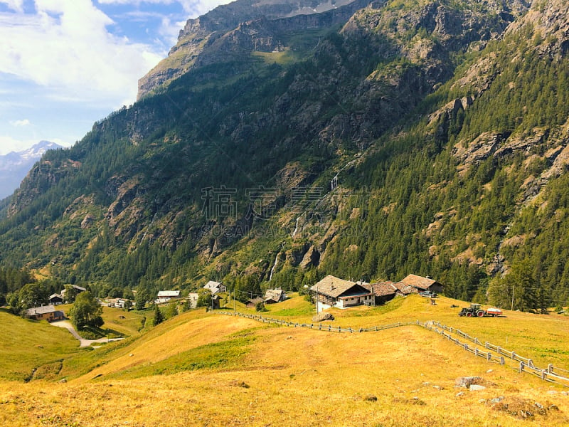 夏天,莫堤玫瑰山,全景,格雷索,山谷,水,褐色,水平画幅,奥斯塔山谷,无人