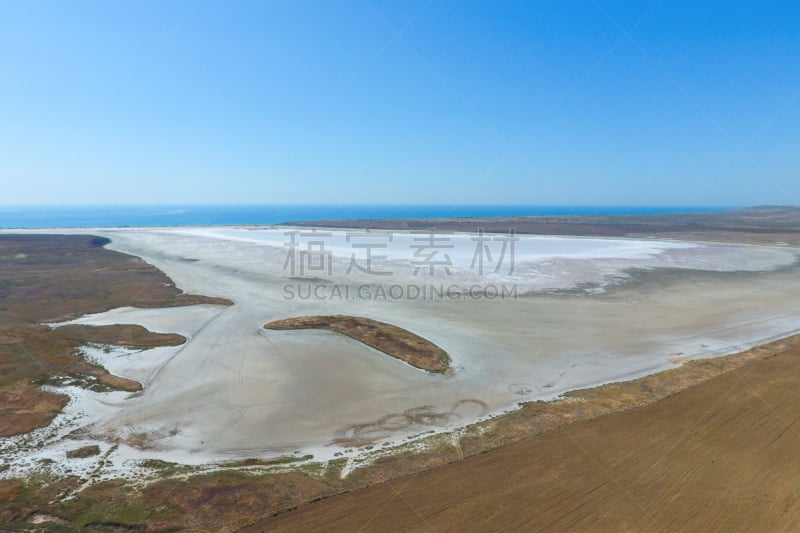 风景,河口,湖床,生理盐水,海洋,以前的,盐湖,海岸线,在上面