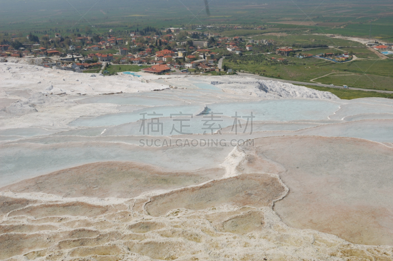 棉花堡,远古的,泉,土耳其,温泉,建筑露台,石灰华池,美,灵感,水平画幅