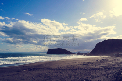 日本,海洋,北海道,海滩,斗篷,视角,海岸线,海岬,户外,天空