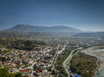 古城,都市风景,阿尔巴尼亚,培拉特,美,水平画幅,高视角,无人,传统,古老的
