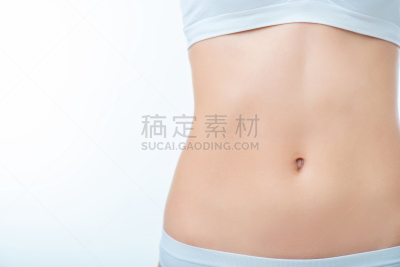 女人,白色背景,苗条,分离着色,美,肚脐,水平画幅,美人,腹腔,人