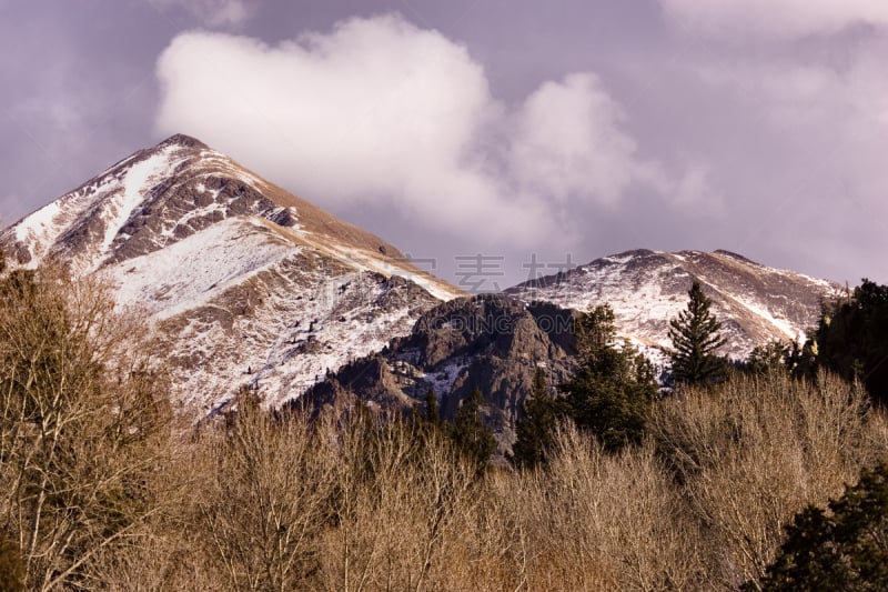 科罗拉多洛基,圣卢易斯水库,自然,梅塞德县,松树,水平画幅,山,岩石,雪,无人