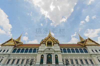 克里玛哈巴萨,王座,泰国,曼谷,走廊,天空,白灰泥,水平画幅,旅行者,僧院