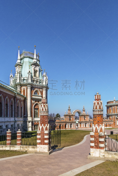 莫斯科,察里津公园,察里津区,砖,建筑业,著名景点,大门,哥特式风格,户外