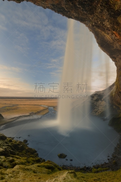 瀑布,垂直画幅,水,seljalandsfoss waterfall,公园,非都市风光,绿色,地形,山,岩石