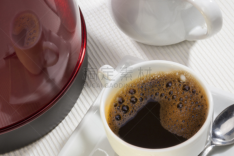 咖啡杯,烤咖啡豆,住宅房间,水平画幅,无人,热饮,茶匙,饮料,咖啡,沸腾的