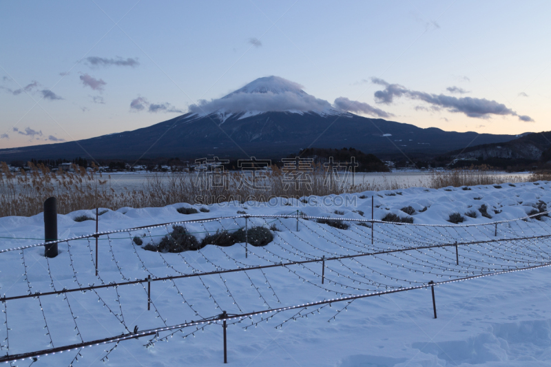 日本,冬天,山,富士山,saiko lake,障子,河口湖,富士河口湖,水平画幅,雪