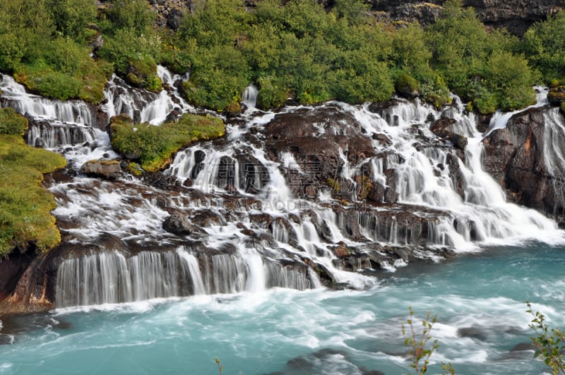 hraunfossar,冰岛国,river hvita,水平画幅,瀑布,无人,2015年,河流,户外,岛