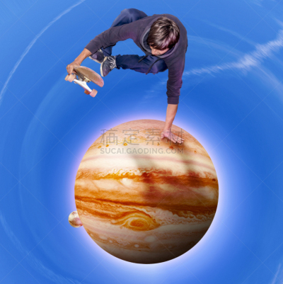 木星,青年人,行星,航拍视角,滑板运动,垂直画幅,天空,长袖衫,星云,白人